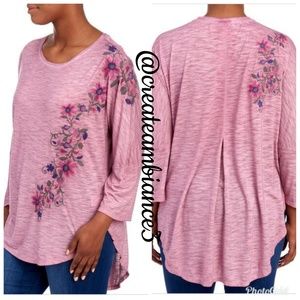 Slub Knit Embroidered Tunic